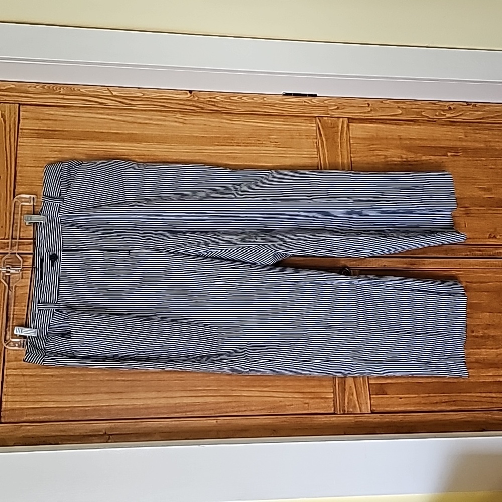 Striped Blue and White Jones New York 16W crop pants